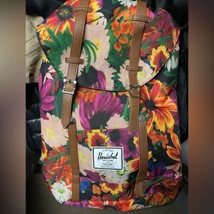 Herschel Supply Company Floral Canvas Backpack in Purple, Yellow, Green & Tan